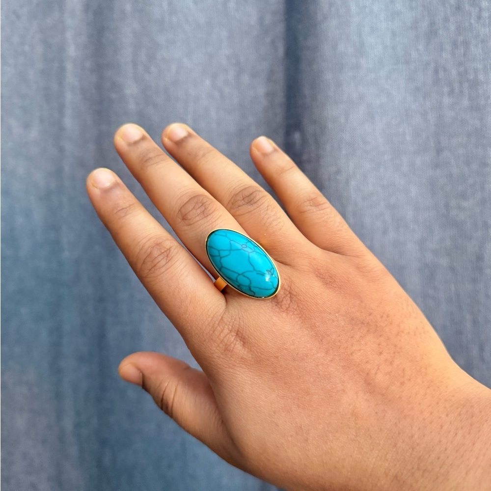 Natural stone  Turquoise Oval Ring